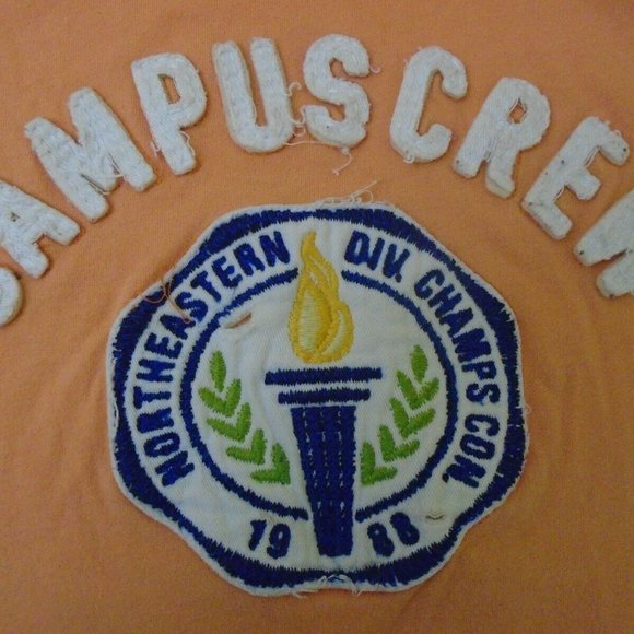 Campus Crew Orange Crew Neck Spell Out Women's T - Picture 2 of 6